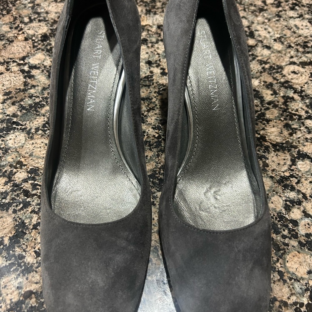 Stuart Weitzman Gray Women's Block Heel Shoes